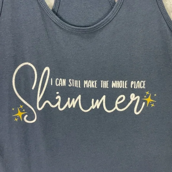 Shimmer Tank Top Womens Large Navy Blue Taylor Swift Lyric Graphic Racerback. - Picture 2 of 6